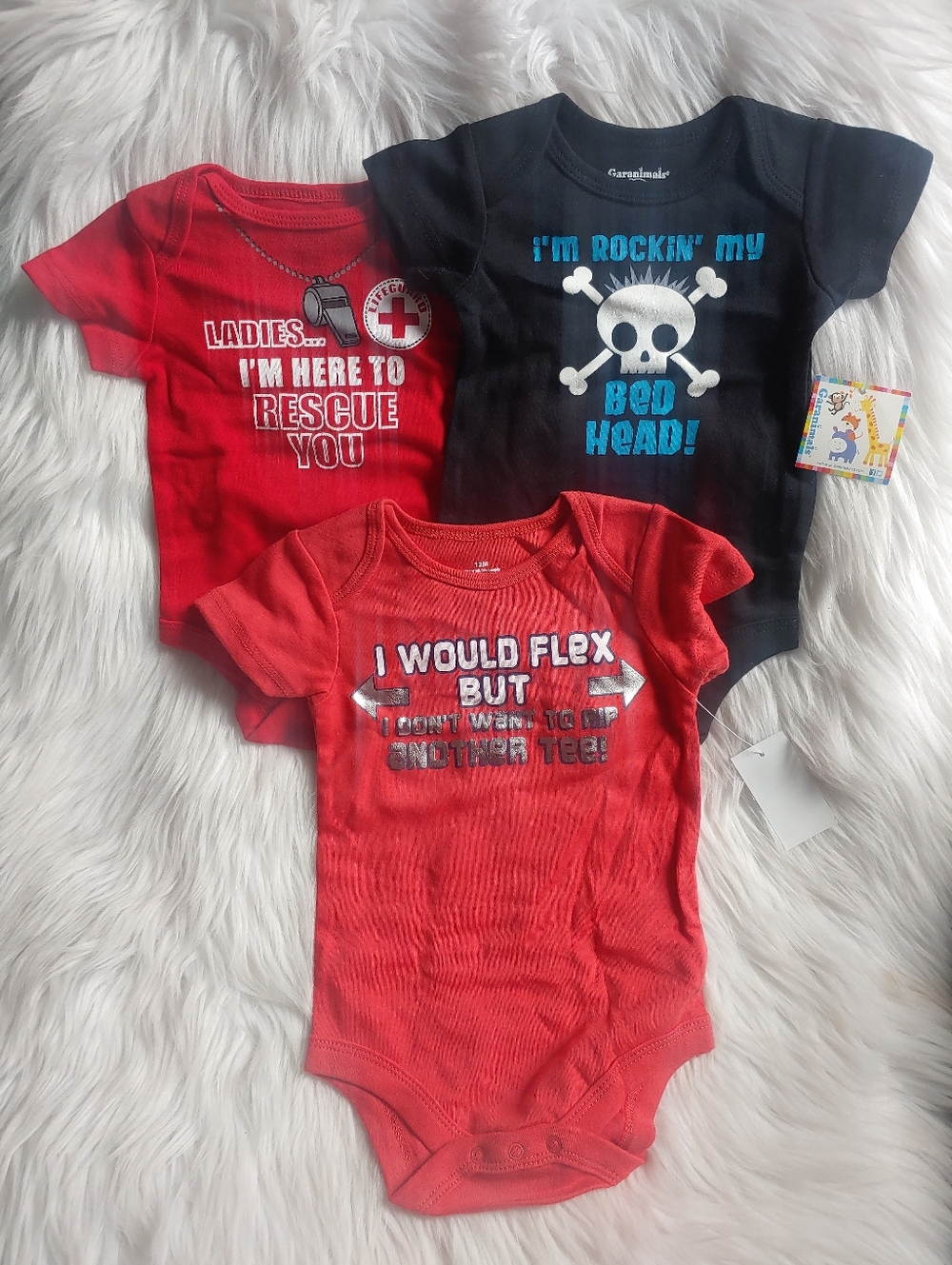 Baby Boy Text Onesies, (0-3M & 12M)